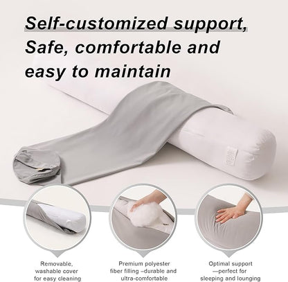 Cuddle Pillow – Body Pillow for Adults, Long Bolster Pillow for Bed, Soft & Supportive for Restful Sleep,39 x 7.87 Inches,Zinc Gray