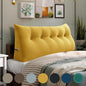 WOWMAX 100% Cotton Velvet Headboard Pillow – Queen Size Wedge Back Support Reading Bolster for Bed & Daybed, Handmade Firm Support Cushion with Removable Cover, Soft Luxury Bed Rest Pillow, Yellow