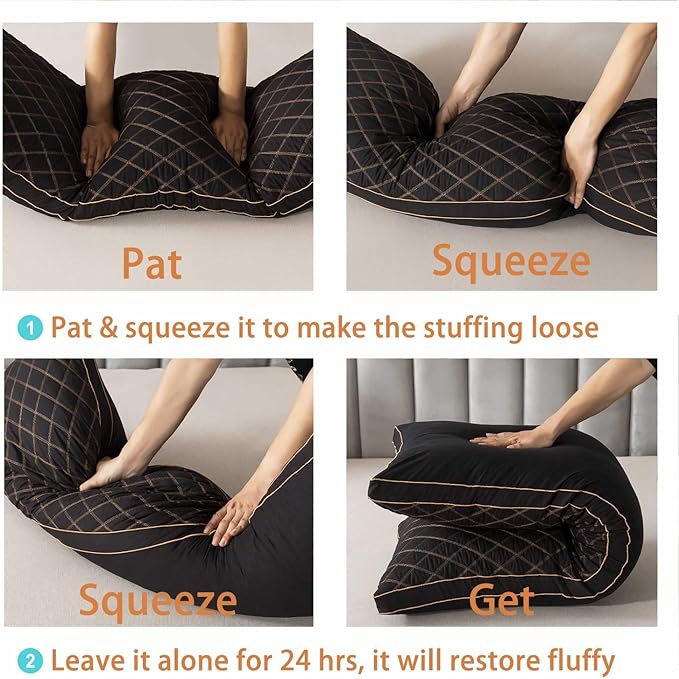 WhatsBedding Memory Foam Body Pillow for Adults, Long Pillow for Sleeping, Full Body Pillow for Bed - 20x54 inch, Black Quilted