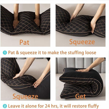 WhatsBedding Memory Foam Body Pillow for Adults, Long Pillow for Sleeping, Full Body Pillow for Bed - 20x54 inch, Black Quilted