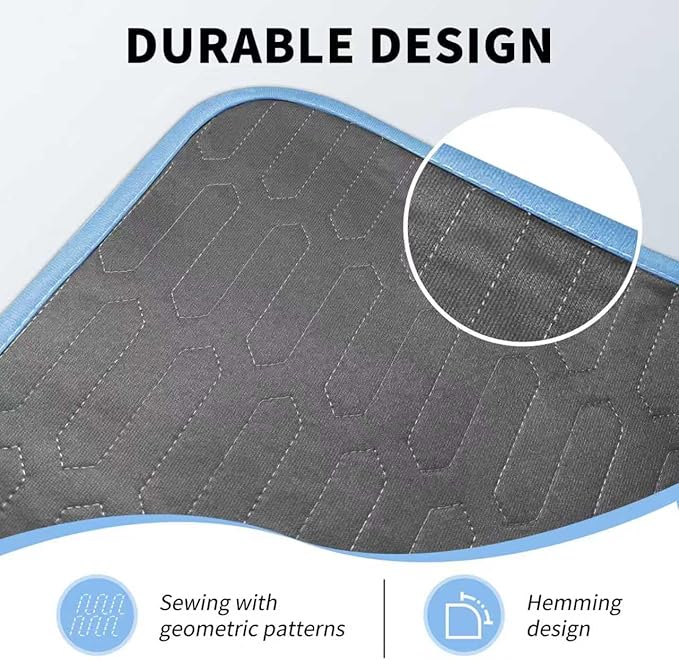 Washable Incontinence Underpads 34" x 36" (4 Pack), Heavy Absorbency Leakproof Bed Pads, Reusable Mattress Protector Pee Pads for Adults, Children, Pets (Dark Gray)