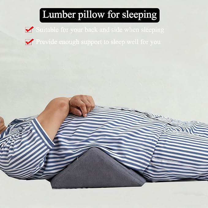 Bed Wedge Pillow for Side Sleeping for Back Pain Triangle Bed Wedges & Body positioners for Seniors Wedge Pillow Set for After Surgery, Knees Elevated, Preventing Bedsores, Gray