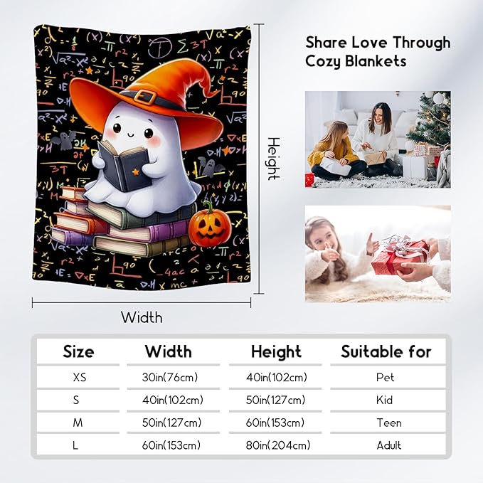 Girls Blankets - Kids Blanket Gifts for Toddler Teen - 50x60 Inch Cute Halloween Pumpkin Throw - Cozy Soft Fleece Reading Blanket for Couch Office Bed