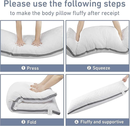 Leeden Body Pillow Insert - Full Body Pillow for Adults - Large Long Bed Pillow for Side Sleeper - Firm Breathable Support - 20 x 54 Inch - White