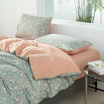 Jane yre Twin Duvet Cover Floral Brushed Microfiber 3 Pieces Twin Bedding Sets Flowers Garden Style Vintage Flower Pattern Twin Flower Duvet Cover, with Zipper Closure Luxury Soft Breathable Comfy