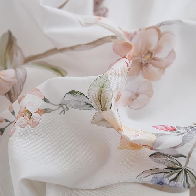 100% Cotton Duvet Cover Queen Size – Elegant French Romantic Floral Duvet Cover Set with Zipper Closure, 3-Piece Soft Breathable Durable Percale Cotton Bedding Set for All Seasons