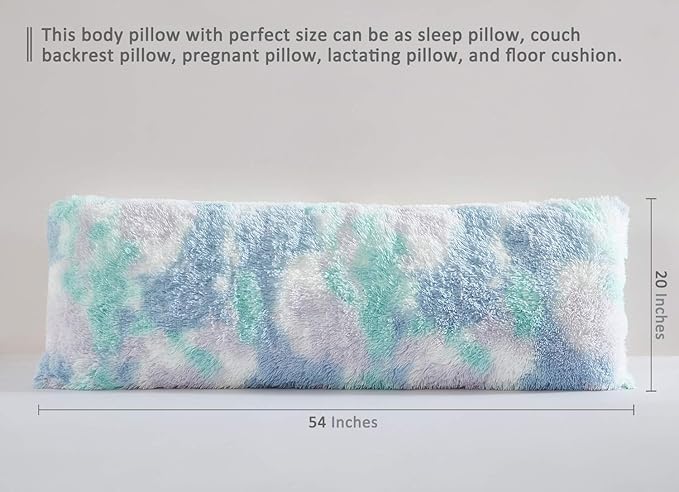 Cozy Plush Fur Body Pillow 20X54 Inches with Premium Filling, Ultra Soft Bed and Sofa Pillow, Vibrant Pastel Colors on Long Pillow, Big Hug Double Pillow, Pregnancy Pillow, Warm Fascinating