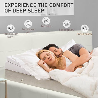 SUNYRISY Adjustable Wide Size Bed Wedge Pillow, Wedge Mattress Topper with Washable Cover, Mattress Wedge Lifter, Inclined Mattress Elevator for Acid Reflux, Neck & Back Pain, Anti-snoring, Queen