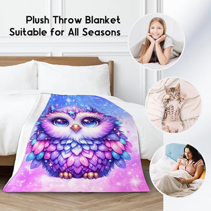 Kids Throw Blanket Owl Gifts for Girls Toddler - Soft Warm Fleece Cute Throws for Sofa Lap Nap (40"x50")