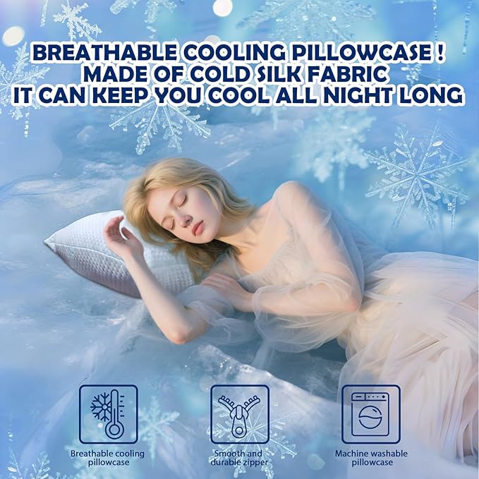 Cooling Pillows Queen Size Set of 2 - Shredded Memory Foam Cold Pillows That Stay Cold Soft Pillow for Sleeping, Adjustable Bed Pillow for Side, Back, and Stomach Sleepers
