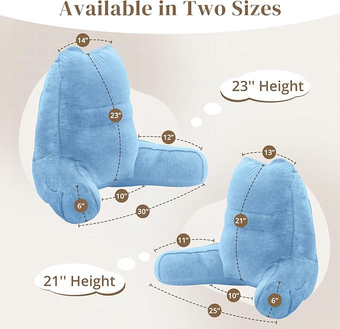 Sasttie Reading Pillow, Pillows for Reading or Relaxing – Ergonomic Support for Head, Neck, Back, and Lumbar, 21-Inch, Blue