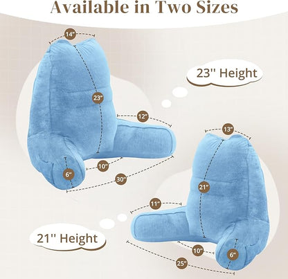 Sasttie Reading Pillow, Pillows for Reading or Relaxing – Ergonomic Support for Head, Neck, Back, and Lumbar, 21-Inch, Blue