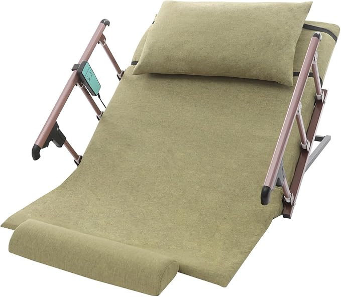 Electric Lifting Backrest for Bed, 2-80° Adjustable Lifting Bed Backrest with Pillow, Short Mat, Leg Pad, Electric Lifting Backrests for Pregnant Women Elderly-Green
