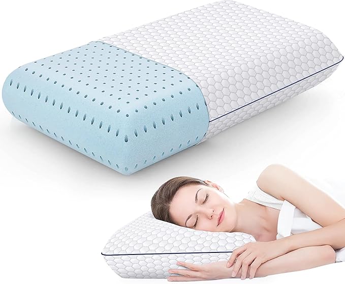 Memory Foam Pillows for Side, Back and Stomach Sleepers, Bed Pillow with Washable Cover and Breathable Mesh, Bed Pillow for Sleeping Standard Size (Grey)