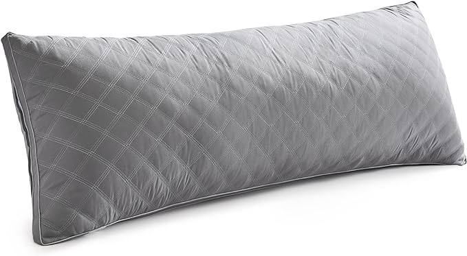 Leeden Body Pillow Insert - Full Body Pillow for Adults - Large Long Bed Pillow for Side Sleeper - Firm Breathable Support - 20 x 54 Inch - Grey