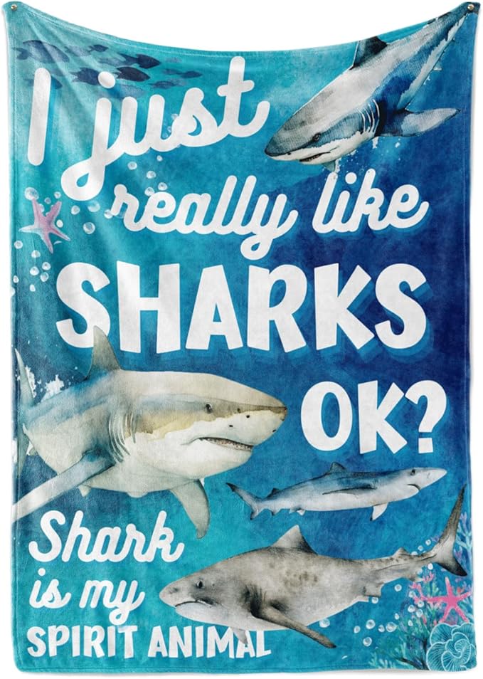 Shark Blanket for Shark Lovers, Throw Flannel Blanket 50"x 65"