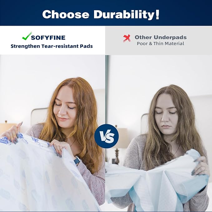150 Gram Heavy Duty Chucks 40"x36" Disposable Tear Resistant Adult Incontinence Bed Pads,3XL Extra Large Thicken Puppy Pee Pad,10X Super Absorbency 360 Lb Transfer[40 Pads]