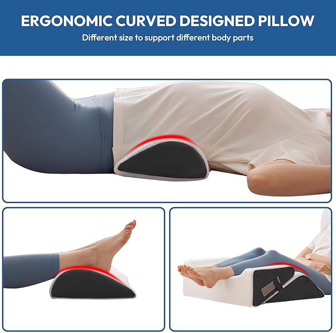 6PCS Wedge Pillow Set for After Surgery, Bed Wedge Pillow Post Surgery, Wedges Pillows for Back Pain Relief, Acid Relux, Sit Up Pillow for Beds, Beds Wedges & Body Positioners, White/Grey