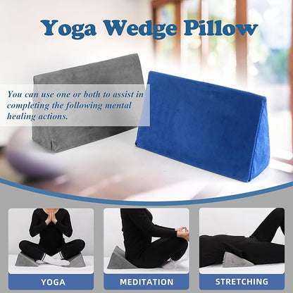 Small Wedge Pillow, Wedge Pillow for Bed Sores, Positioning Pillow, Positioning Wedge, Mini Pillow for Laptop and Yoga, Small Foam Wedge for Chair (1 Unit, Grey)