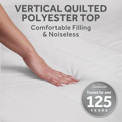 Sunbeam Electric Restful Quilted Heated Mattress Pad Full 75" x 54" 12 Heat Settings 12-Hour Auto Shut-Off Extra-Cozy Fabric Deep Pocket Fit Machine Washable