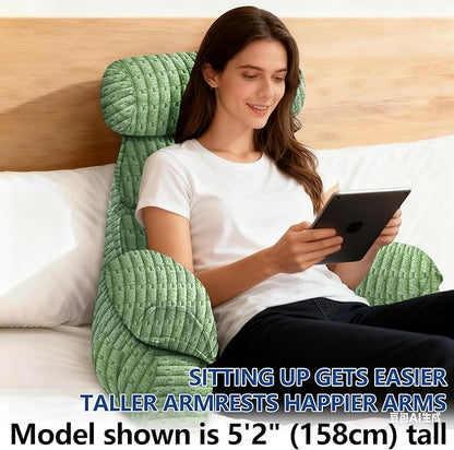 FXXUDVNIIN Back Pillow for Bed Sitting up – with 9.4" Armrests Bed Pillow for Sitting up,Inch Arms for Support, Ideal for Reading, Watching TV, Gaming, and Relaxing