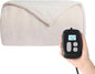 Heated Electric Blanket King Size 90''x100'', Dual Controller Soft Flannel with 10 Heat Settings 1-12 Hour Auto Off Large Blanket for Bed - White