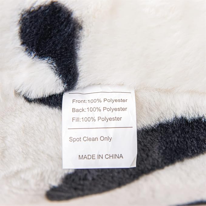 A Nice Night Faux Fur Reading Pillow Bed Wedge Large Adult Children Backrest with Arms Back Support for Sitting Up in Bed/Couch for Bedrest,Cow