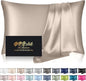 Silk Pillowcase for Hair and Skin, Mulberry Silk Pillow Cases Standard Size, Anti Acne Cooling Sleep Both Sides Natural Silk Satin Pillow Covers with Hidden Zipper, Gifts for Women Men, Champagne