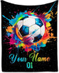 Personalized Soccer Gifts for Boys, Custom Soccer Blanket Gift for Sport Lovers, Flannel Throw Blankets for Kids Girls Teens, Sports Decorations for Room Team Player (Colorful, 60x80 Inch)
