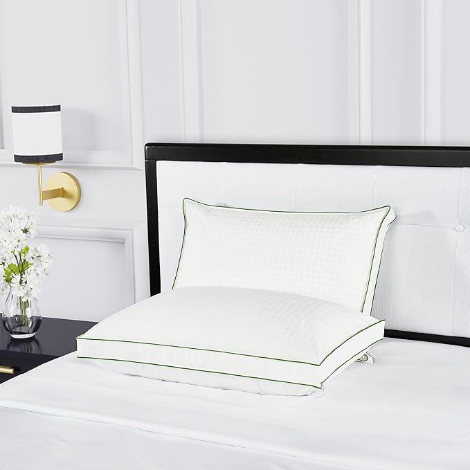 Kate Spade New York Firm/Extra Firm Pillow 20" x 36", Adjustable Down Alternative Pillow with 2" Gusset for Maximum Loft, Best for Back or Side Sleepers, King, White