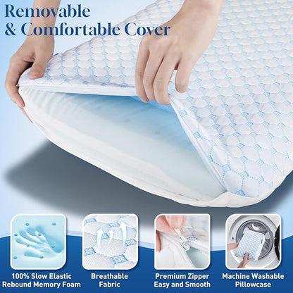 CloudBliss Ultra Slim 2.75” Pillows for Side | Back | Stomach Sleepers, Memory Foam Flat Pillow, Low Profile Sleeper Pillows with Double Sided Comfortable Breathable Pillow Cover, Queen