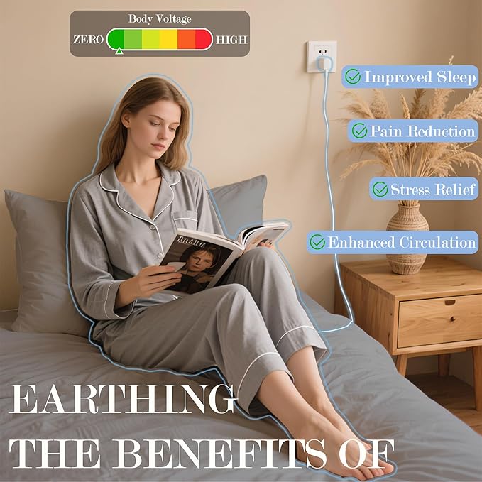 Ali King Grounding Sheets - King Size, Soft Cotton with Silver Fiber, 15'' Deep Pocket Earth Grounding Fitted Bed Sheets for Improved Sleep (Light Gray, King 76''*80''*15'')