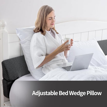 MABOZOO Pillow Wedge for Headboard Gap,Grey Bed Wedge Gap Filler Queen Size,Foldable Bed Wedge Pillow for Headboard,Foam Mattress Gap Filler,60"x6"x6"
