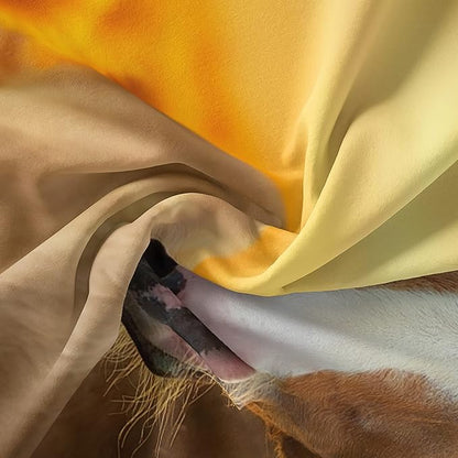QOOMO Horse Comforter King Size,Sunflower Horse Comforter Set for Kids Teens Girls Boys,3Pcs Bedding Set Printed Comforter with 2 Pillowcases,Soft and Lightweight，King Size