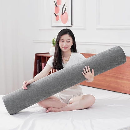 Body Pillow for Adults, Long Full Body Pillow for Side Sleepers and Pregnancy Support, High Resilience Cylindrical Bolster Pillow with Removable Washable Cover (60"x7.9", Dark Grey)