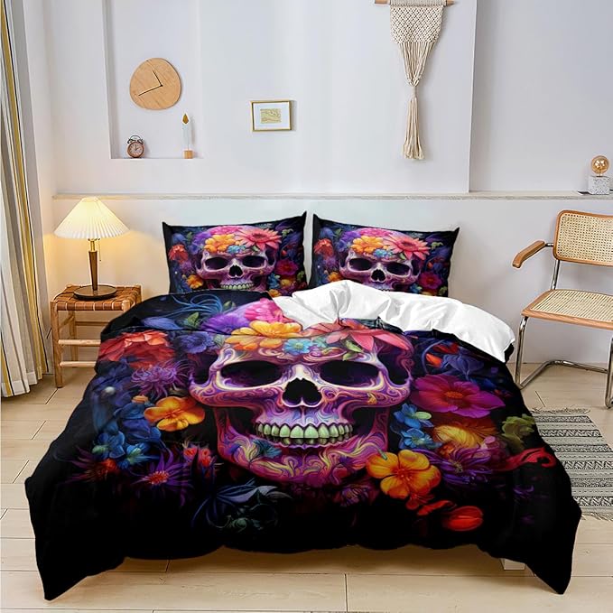 Halloween Bed Duvet Cover Sets Twin Set with 2 Pillowcases for Kids Girls Teens Adult Bedroom Decor