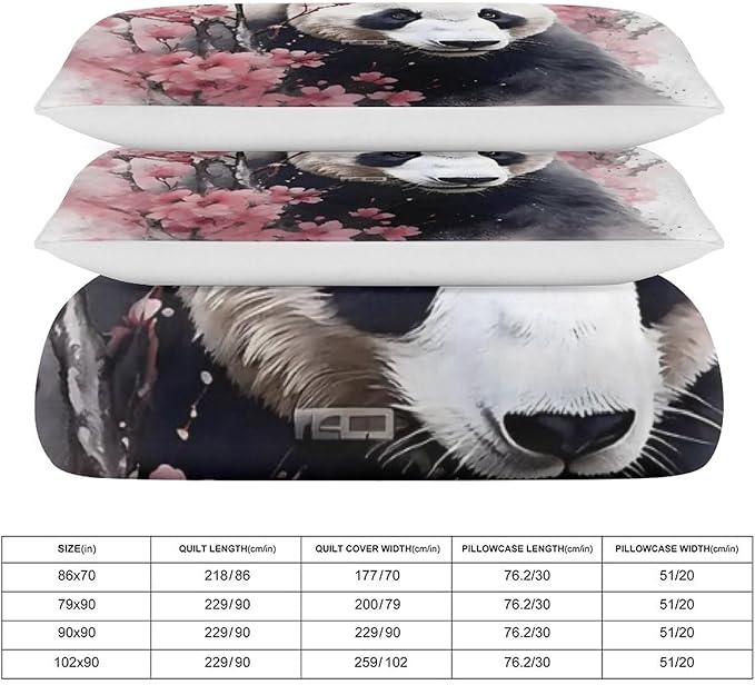 3D Panda Comforter Set Queen Size,Cute Panda Print Comforter Cover 3-Pieces for Kid Teen Boys Girls Room Decor,Lovely Animal Theme Duvet Cover with 2 Pillowcases (Twin)
