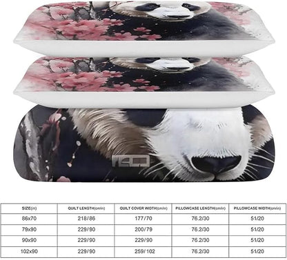 3D Panda Comforter Set Queen Size,Cute Panda Print Comforter Cover 3-Pieces for Kid Teen Boys Girls Room Decor,Lovely Animal Theme Duvet Cover with 2 Pillowcases (King (U.S. Standard))