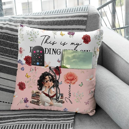ENCYCOM Personalized Book Reading Pocket Pillow - Custom Reading Pillows with Name – Uniqua Gift for Bookworm Girls, Women Who Love Books, Perfect for Bed or Cozy Corner (Reading Pillow 08)