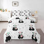 Cartoon Panda Comforter Set Queen Size Watercolor Flower Bedding Set Kids Boys Girls Cute Tropical Animal All Season Quilt Set Black White Bedding Comforter Sets,3Pcs