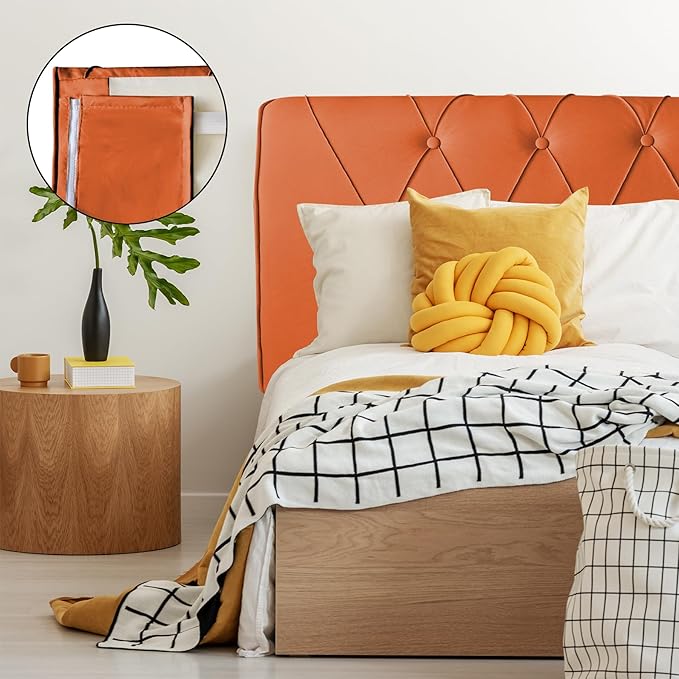 VKZ Headboard Pillow Queen, 61" x 24" Reading Pillows and Bed Pillow for Sitting Up, Upholstered Bolster Body Pillow with Removable Head Board Cover for Bed Dorm Sofa Floor Back Support, Orange