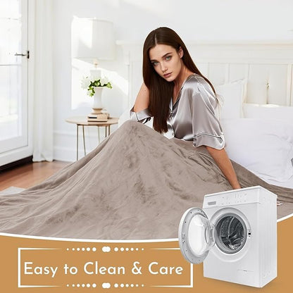 Electric Heated Blanket 72"x84" Full Size Microplush Cover Blanket 4 Heat Settings & 10 Hours Auto Off, Cozy & Warm for All Night, Machine Washable, Linen