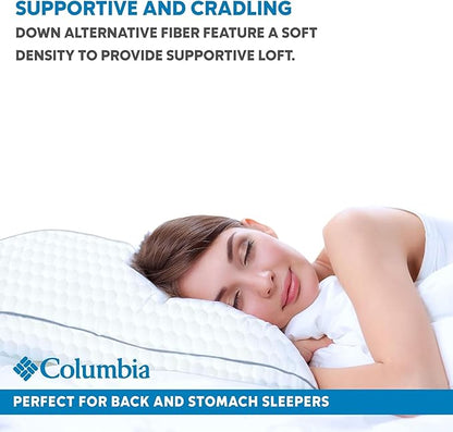 Columbia Comfort Ice Fiber Side Sleeper Down Alternative Bed Pillow with Polyester Fiberfill, Supportive Cooling Double Sided Breathable Cover (Back & Stomach Sleeper, King (Pack of 2))