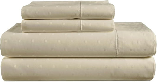 100% Egyptian Cotton Sheets King Size– Silky Sateen Weave for All Season Comfort, 15" Deep Pocket King Sheet Set, Oeko-TEX Certified, Fade Resistant, Durable Hotel Comfort at Home -Swiss Dot Linen