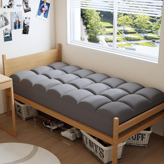 Topllen Twin XL Mattress Topper for Back Pain Relief, Extra Thick Pillow Top Plush Mattress Pad with Deep Pocket, Soft Pillowtop TwinXL Size Bed Toppers Filled Fluffy, College Dorm, Gray