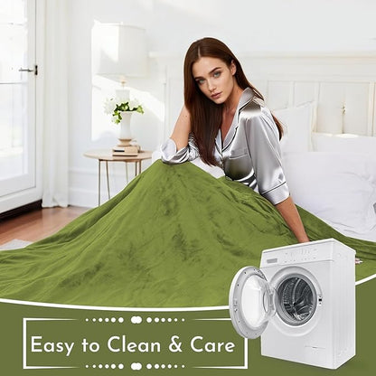 Electric Heated Blanket 72"x84" Full Size Microplush Cover Blanket, 5 Heat Settings & 10 Hours Auto Off, Cozy & Warm for All Night, Machine Washable, Light Grass Green