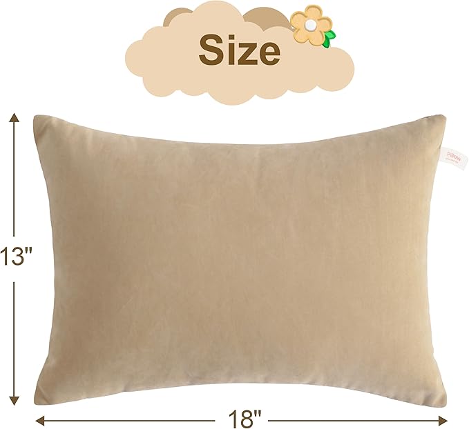 BEDSUM 2 Pack Pillows, 13"x18" Microfiber Pillows for Travel, Pets, Soft and Machine Washable Small Pillow for Neck, Wrist, and Knee Comfort, Taupe