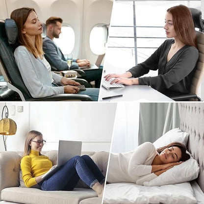 ONTYZZ Inflatable Round Neck Pillow Cervical Roll Pillow Cylinder Bolster Pillow for Head, Neck, Back, Legs and Yoga, Grey（4.92 * 14.96）