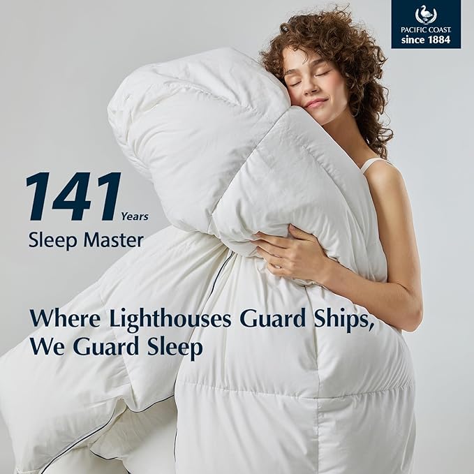 PACIFIC COAST Goose Down Fiber Comforters Oversized King Duvet Insert, All Season White Comforter, 3D Hidden-Stitch Baffle Box Design, 8 Tabs, Gifts for Women/Men, Extra Fluffy Luxury Duvet (116"x98")