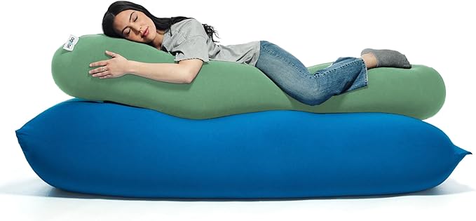 Yogibo Roll Long Full Body Pillow for Women and Men, Adults, for Back, Lumbar, Body Support, Side Sleeper, Maternity, Nursing, Pregnancy for Sleeping, Micro-Bead Filling, Fern